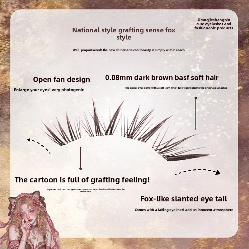 No Glue Black Brown Individual - Eyelash Extension Fox Eye ulasan dan harga